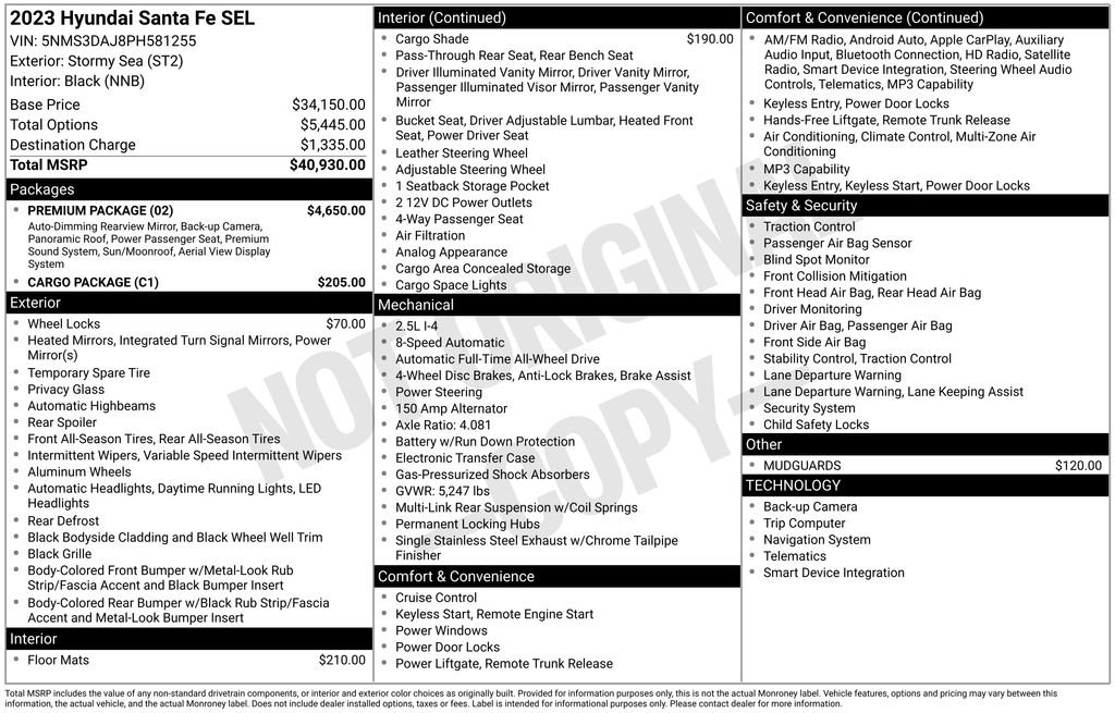 Certified 2023 Hyundai Santa Fe SEL w/ Premium Package AWD/4WD image 3