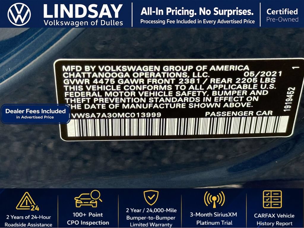 Certified 2021 Volkswagen Passat 2.0T SE FWD image 30