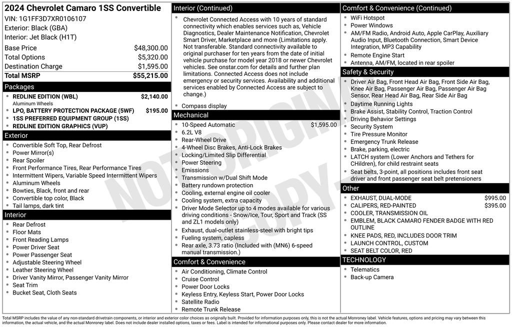 Certified 2024 Chevrolet Camaro SS w/ Redline Edition RWD image 7
