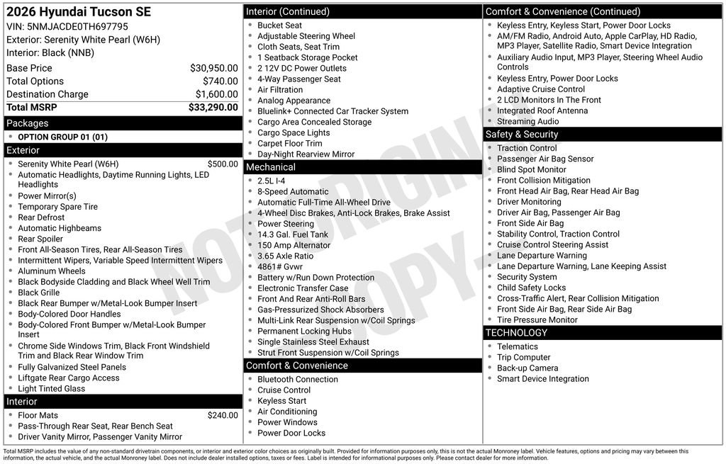 New 2026 Hyundai Tucson SE AWD/4WD image 6