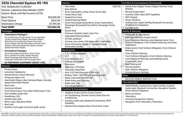 New 2026 Chevrolet Equinox RS FWD image 5