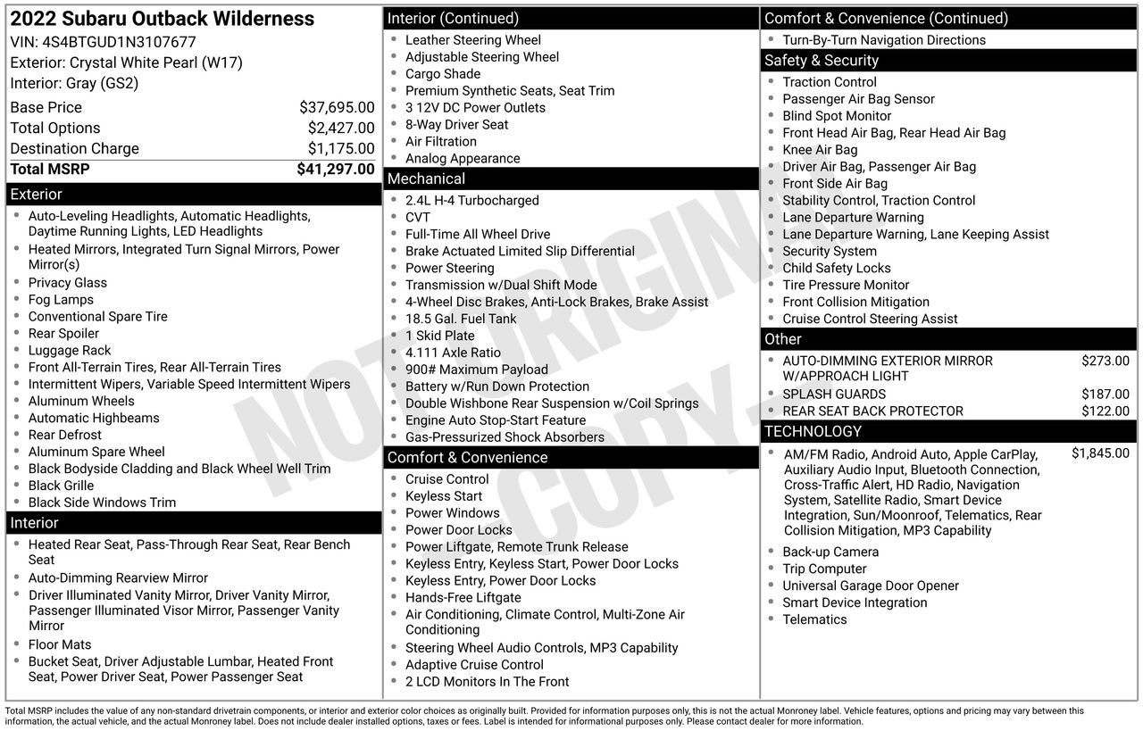 Used 2022 Subaru Outback Wilderness AWD/4WD image 45