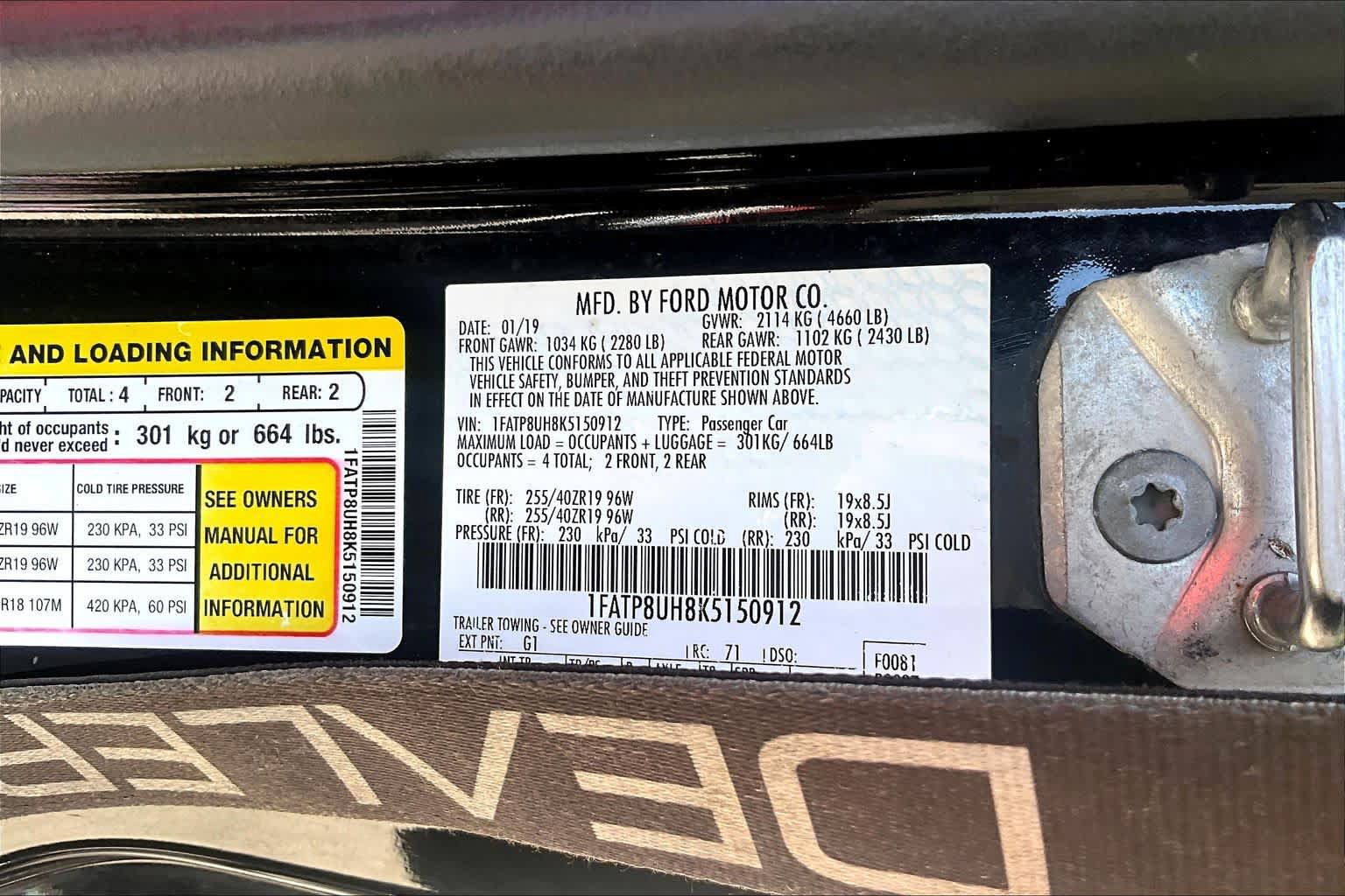 Used 2019 Ford Mustang Premium w/ Equipment Group 201A RWD image 36