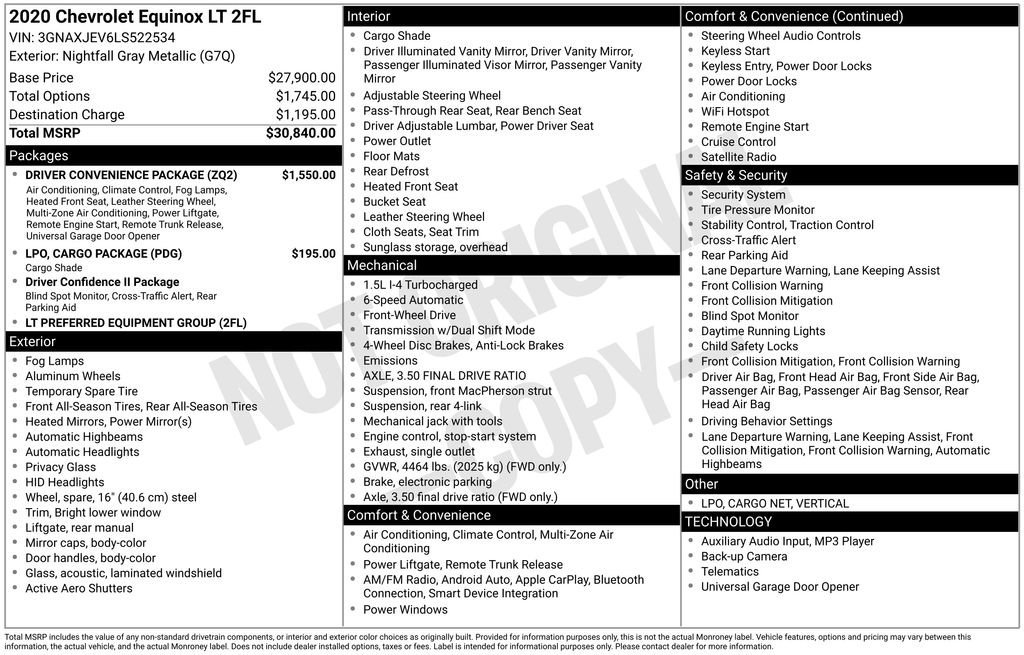 Used 2020 Chevrolet Equinox LT w/ Driver Convenience Package image 6