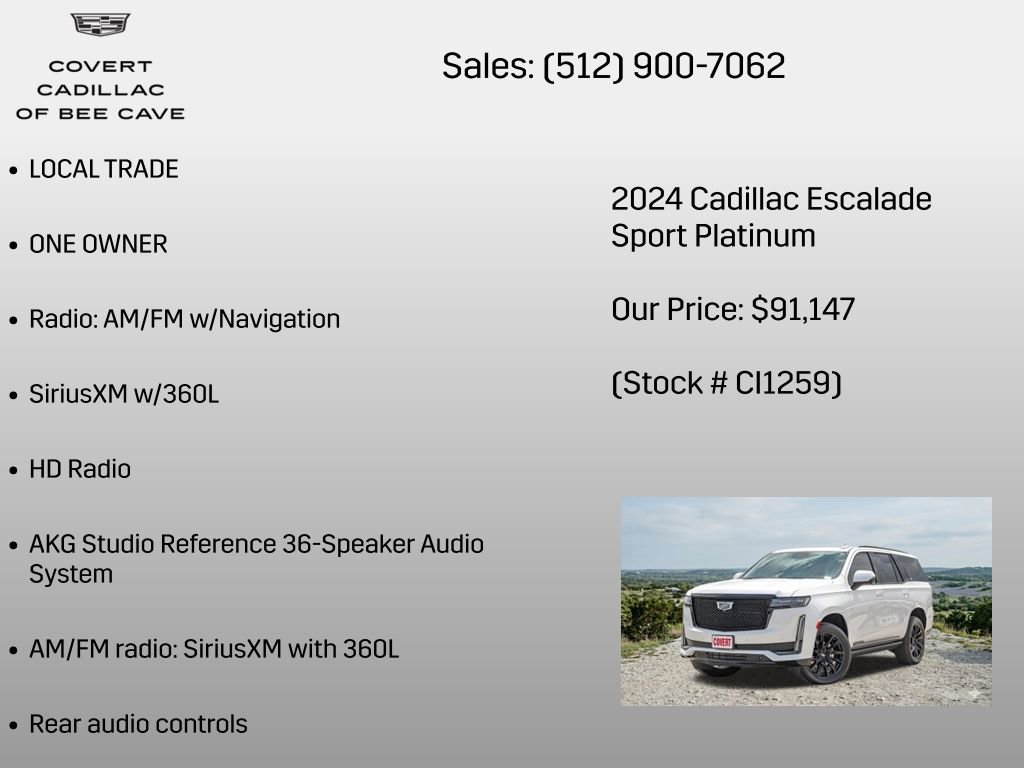 Certified 2024 Cadillac Escalade Sport Platinum w/ LPO, ONYX Package image 38