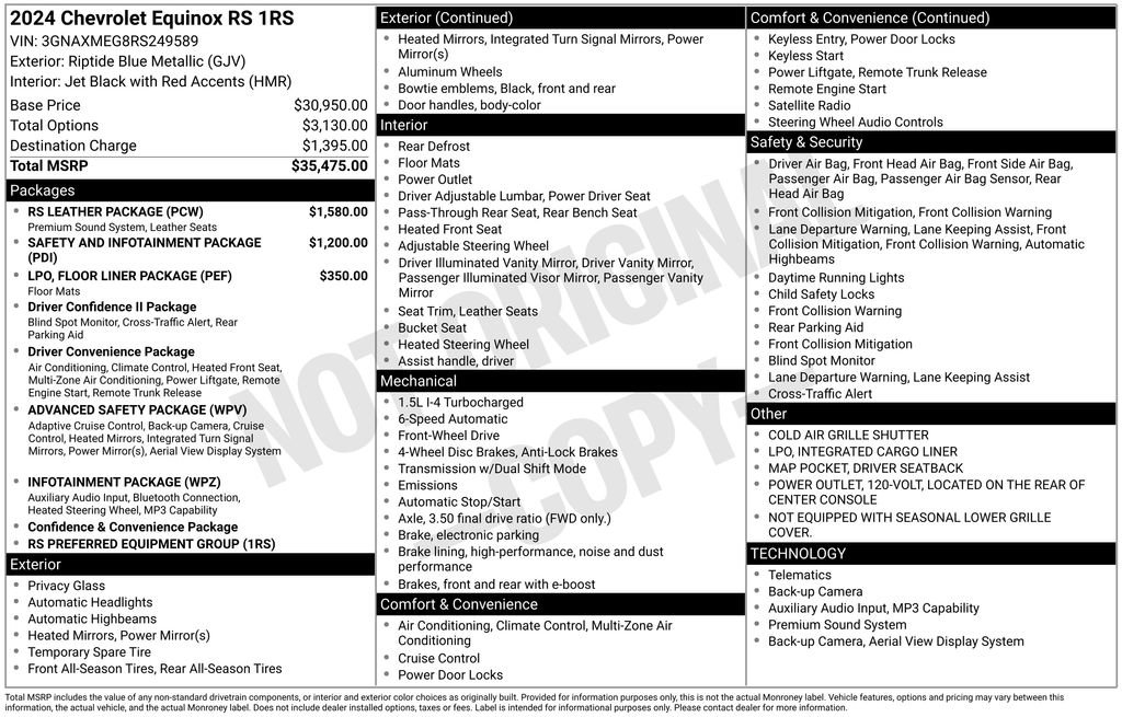 Used 2024 Chevrolet Equinox RS w/ RS Leather Package FWD image 44