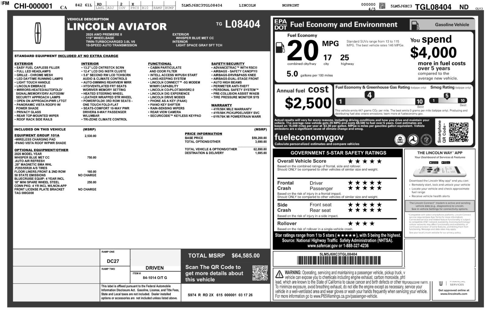 Used 2026 Lincoln Aviator AWD image 57