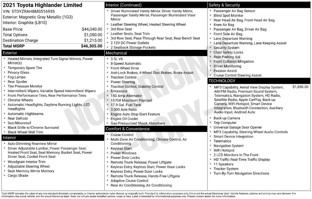 Used 2021 Toyota Highlander Limited FWD image 45