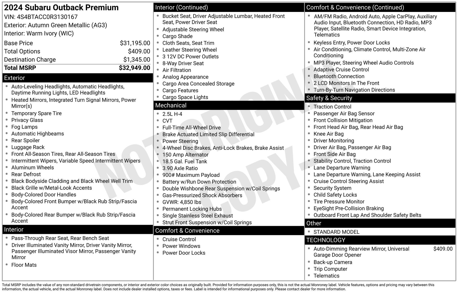Used 2024 Subaru Outback Premium image 5