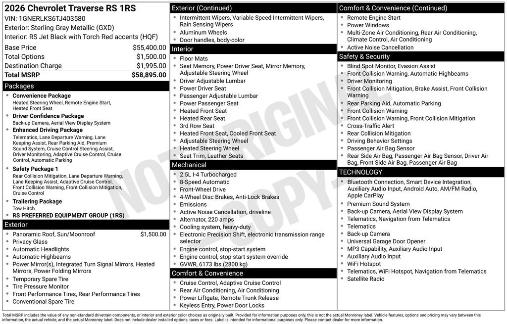 New 2026 Chevrolet Traverse RS FWD image 28