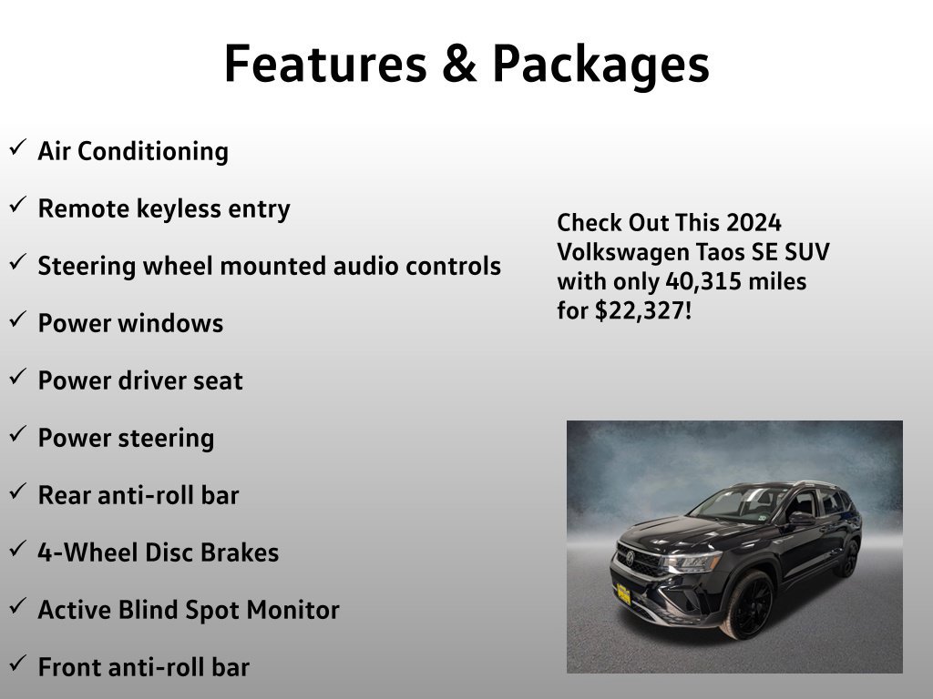 Used 2024 Volkswagen Taos SE w/ Black Wheel Plus Package AWD/4WD image 8