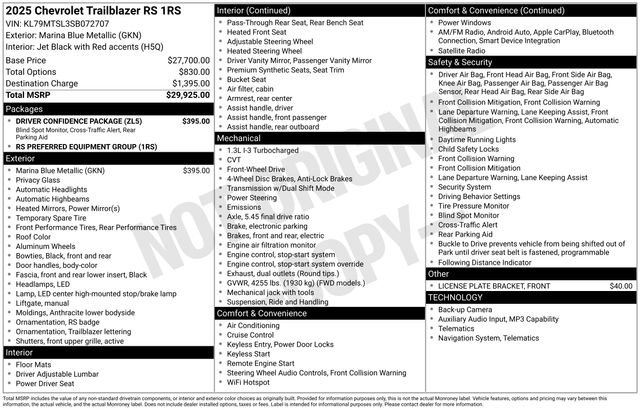 Used 2025 Chevrolet TrailBlazer RS w/ Driver Confidence Package image 34