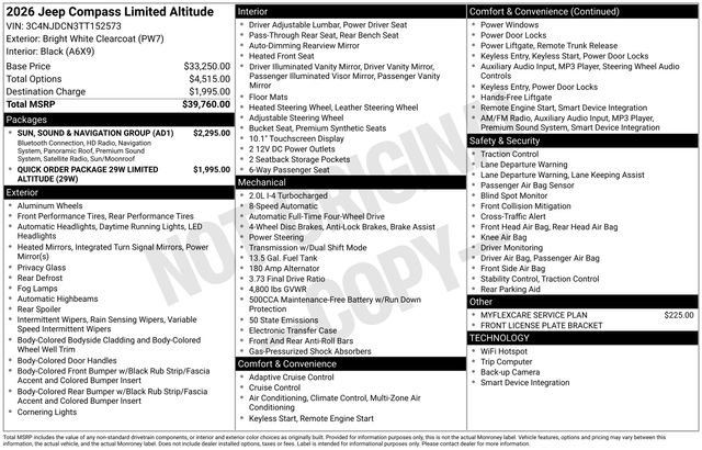 New 2026 Jeep Compass Limited w/ Sun, Sound & Navigation Group AWD/4WD image 36