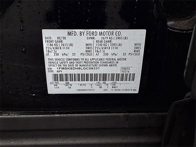 Certified 2020 Ford Explorer XLT w/ Equipment Group 202A image 30