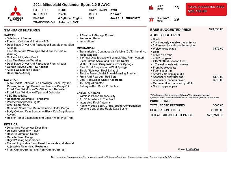 Used 2024 Mitsubishi Outlander Sport AWD image 2