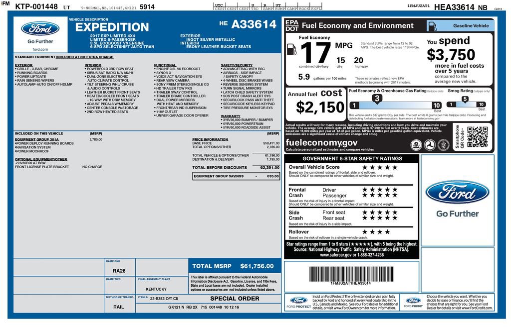Used 2017 Ford Expedition Limited w/ Equipment Group 301A AWD/4WD image 40