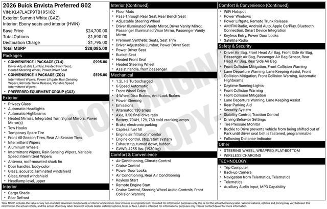 New 2026 Buick Envista Sport Touring w/ Convenience I Package FWD image 24