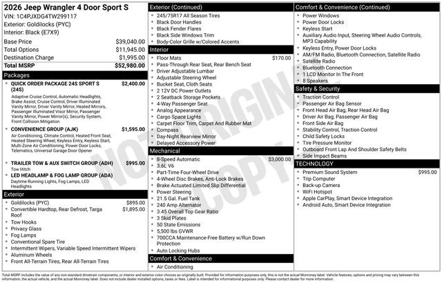 New 2026 Jeep Wrangler Unlimited Sport AWD/4WD image 2