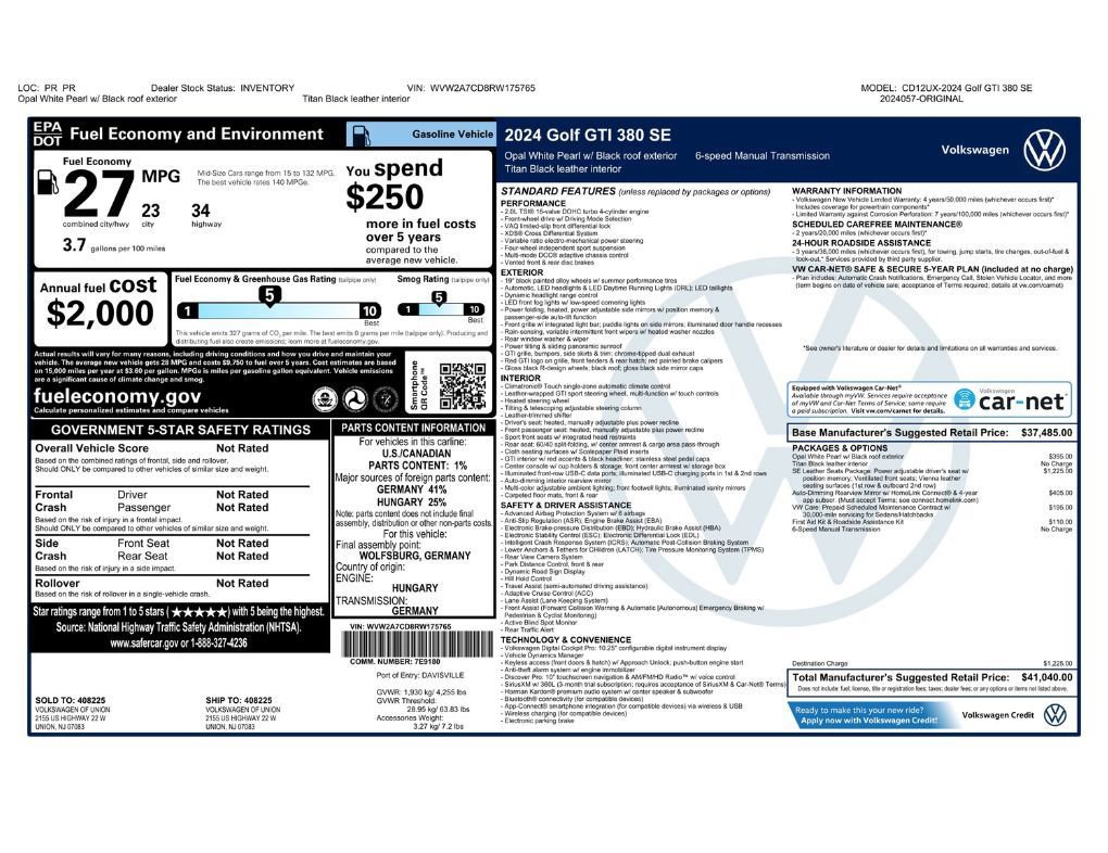 Used 2024 Volkswagen GTI SE w/ SE Leather Seats Package FWD image 2