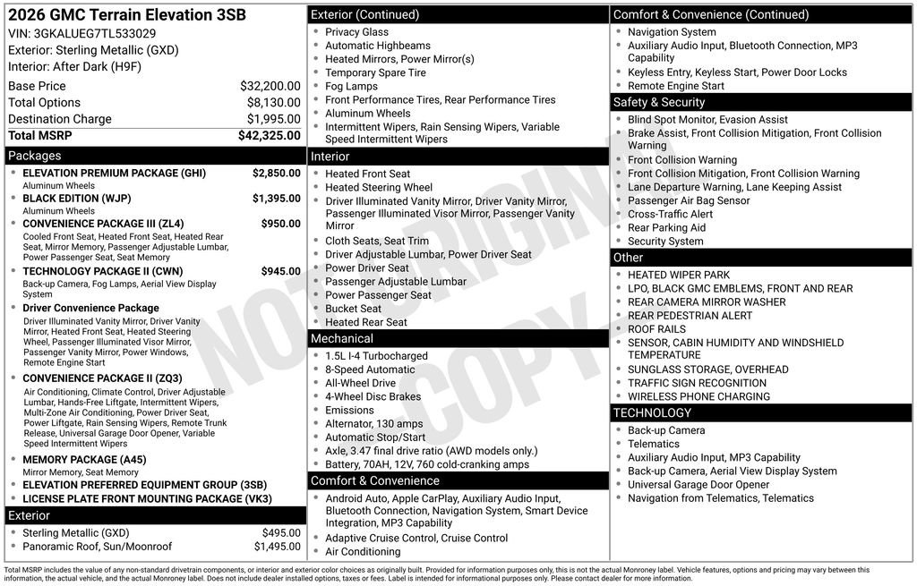 New 2026 GMC Terrain Elevation w/ Elevation Premium Package AWD/4WD image 55