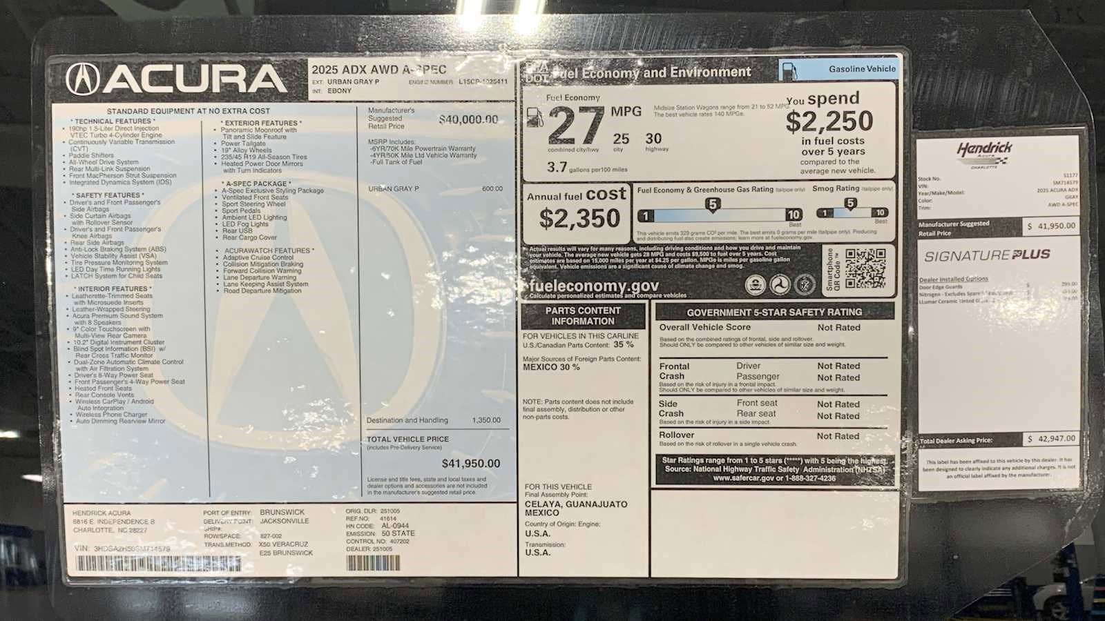 Certified 2025 Acura ADX A-Spec AWD/4WD image 67