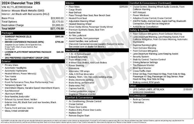 Used 2024 Chevrolet Trax RS w/ Sunroof Package image 9