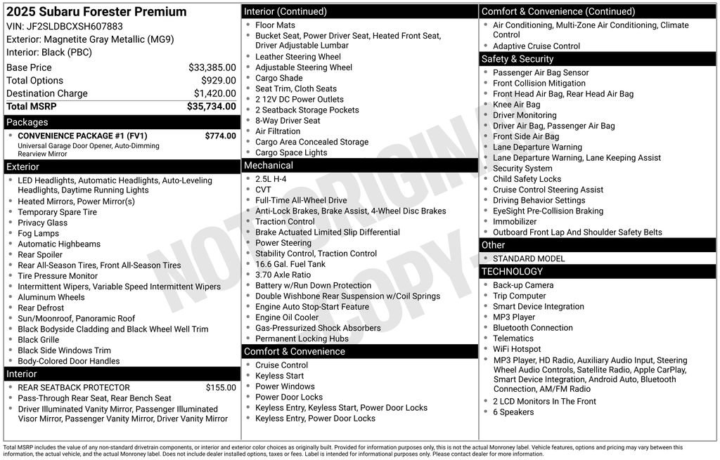 Certified 2025 Subaru Forester Premium w/ Convenience Package #1 AWD/4WD image 44
