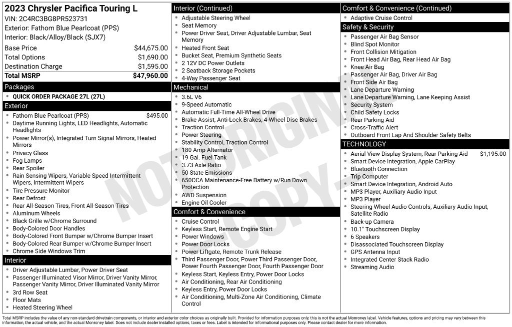 Used 2023 Chrysler Pacifica Touring-L AWD/4WD image 6