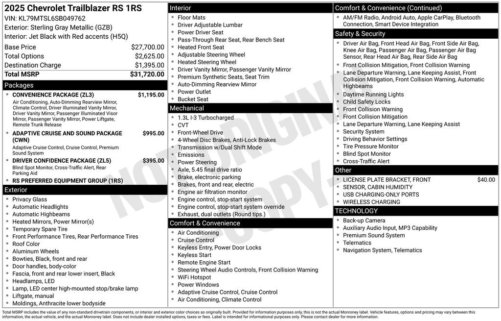 Used 2025 Chevrolet TrailBlazer RS w/ Convenience Package image 56