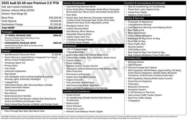 Certified 2025 Audi Q5 Premium w/ Convenience Package AWD/4WD image 2