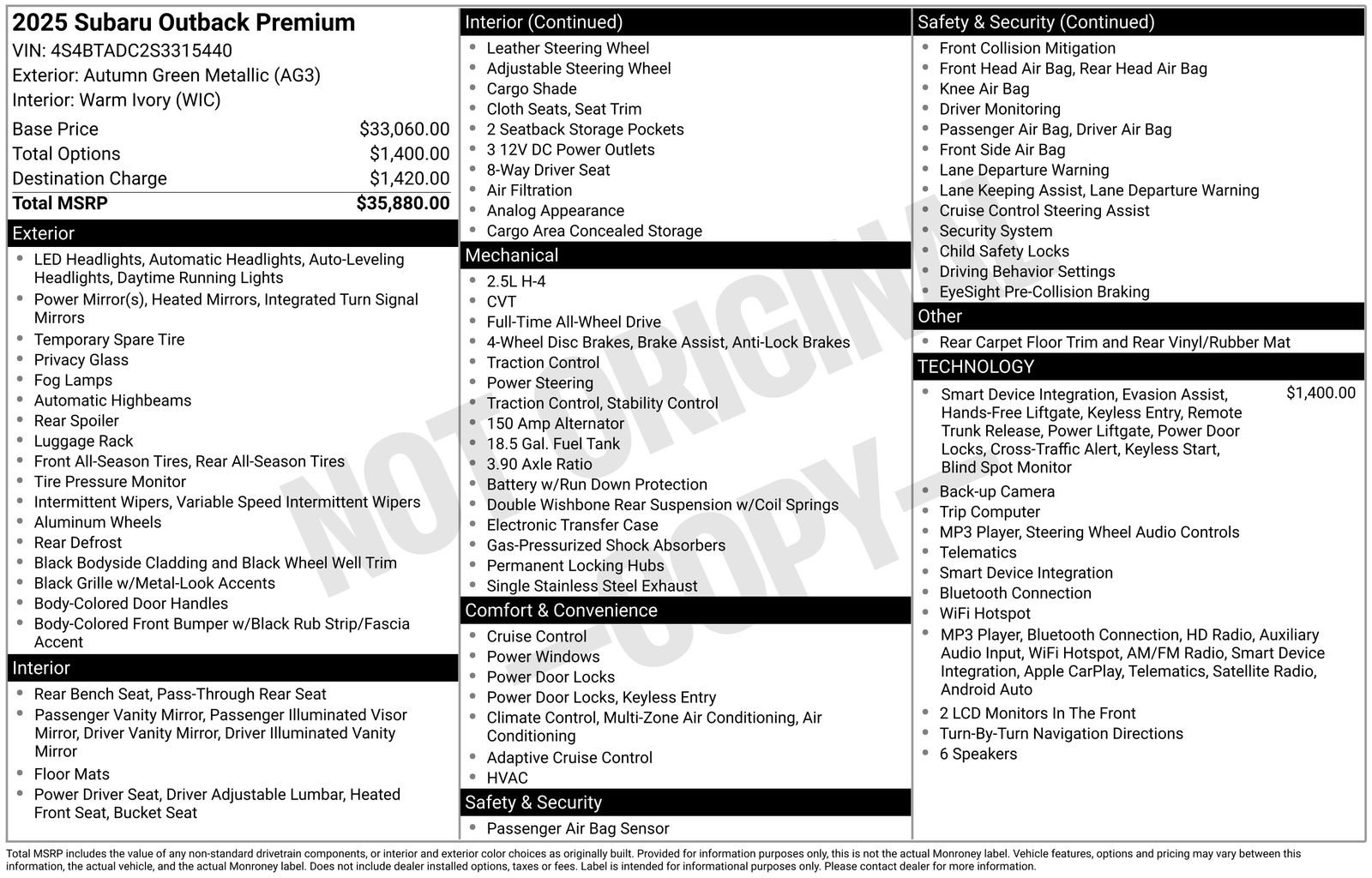 Certified 2025 Subaru Outback Premium AWD/4WD image 32