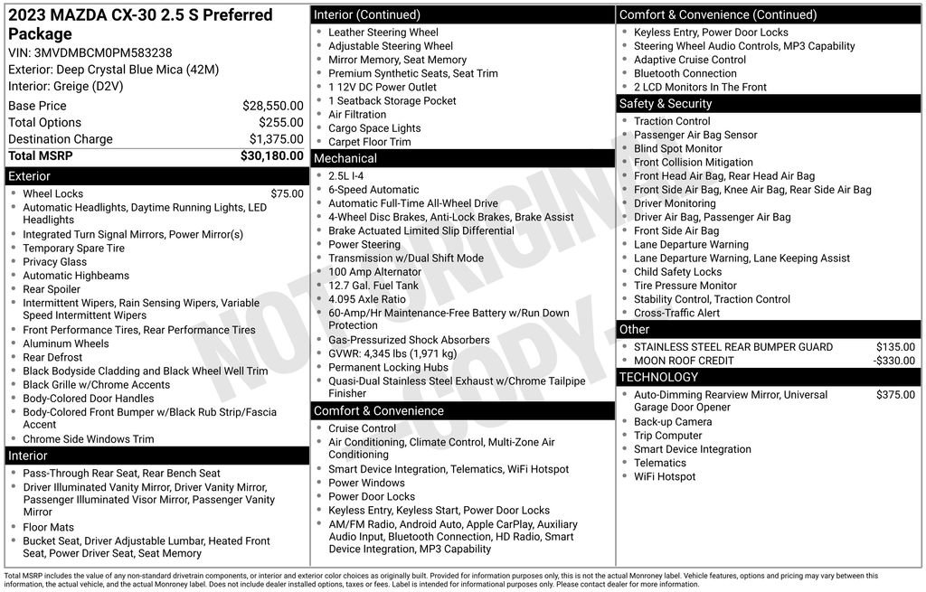 Certified 2023 MAZDA CX-30 AWD 2.5 S w/ Preferred Package image 10