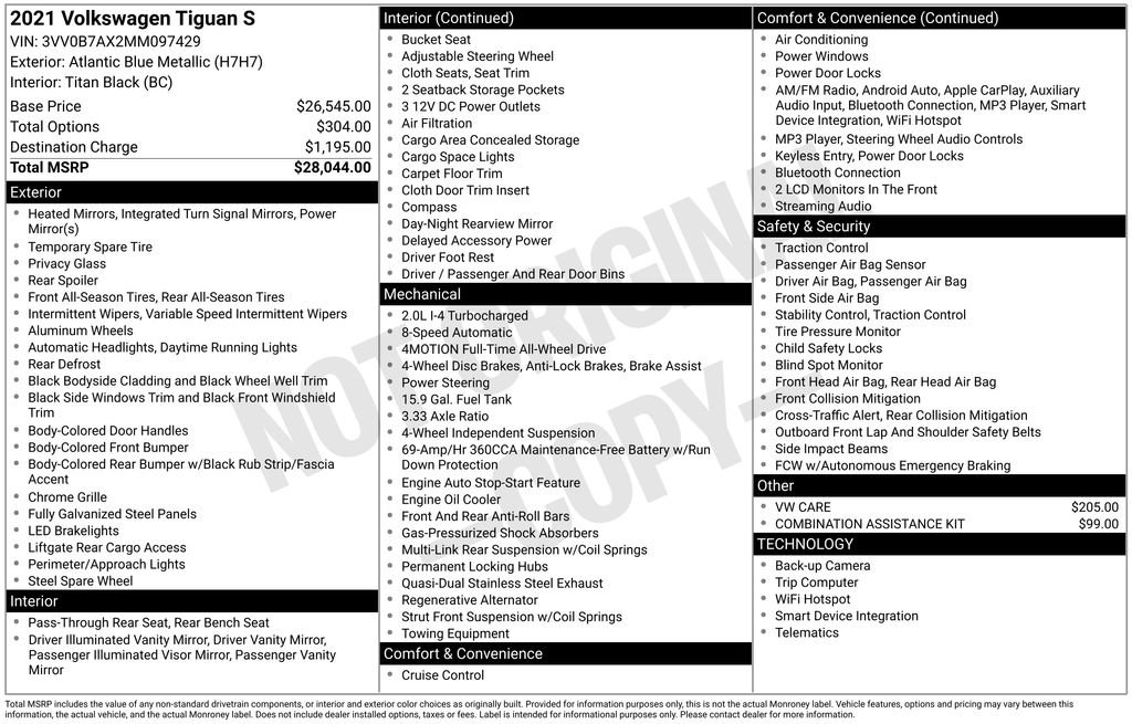 Used 2021 Volkswagen Tiguan S image 7