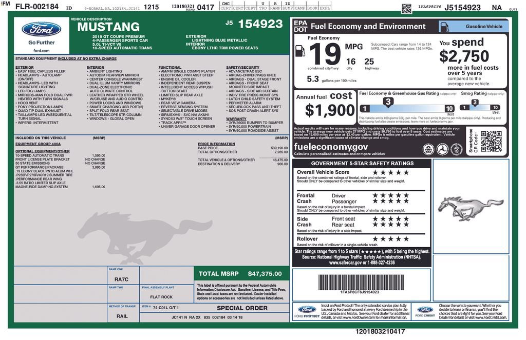 Used 2018 Ford Mustang GT Premium w/ GT Performance Package image 3