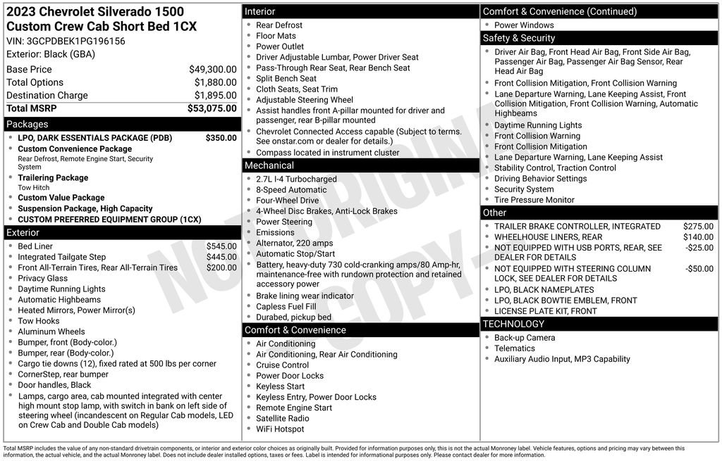 Used 2023 Chevrolet Silverado 1500 Custom w/ LPO, Dark Essentials Package AWD/4WD image 2