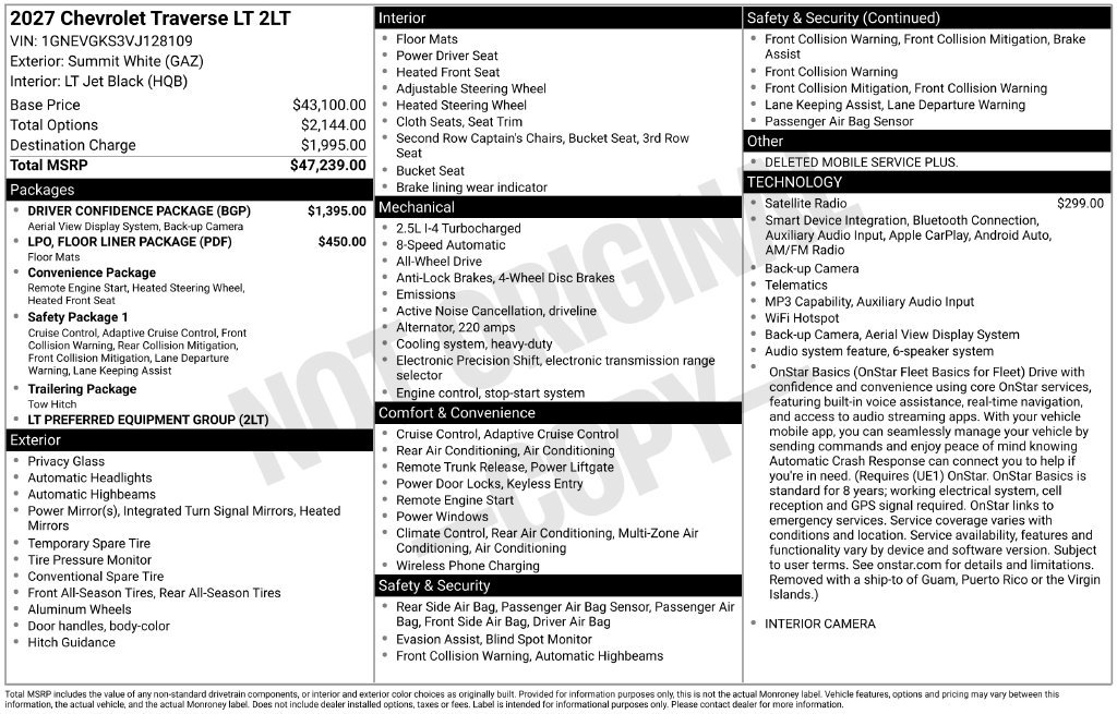 New 2027 Chevrolet Traverse LT w/ Driver Confidence Package AWD/4WD image 4