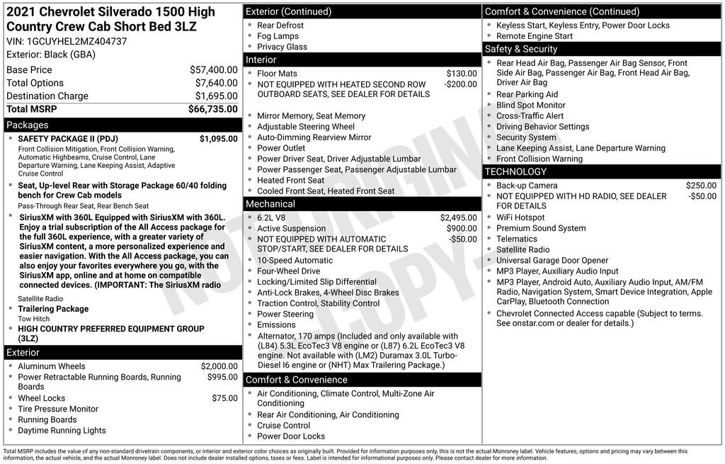 Certified 2021 Chevrolet Silverado 1500 High Country w/ Safety Package II AWD/4WD image 37
