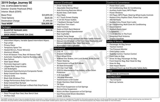 Used 2019 Dodge Journey SE w/ Blacktop Package image 7