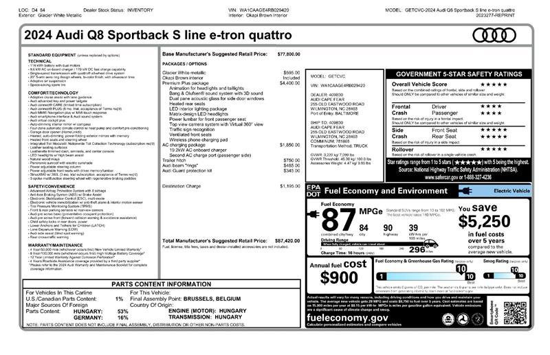 Used 2024 Audi Q8 e-tron Premium Plus image 2