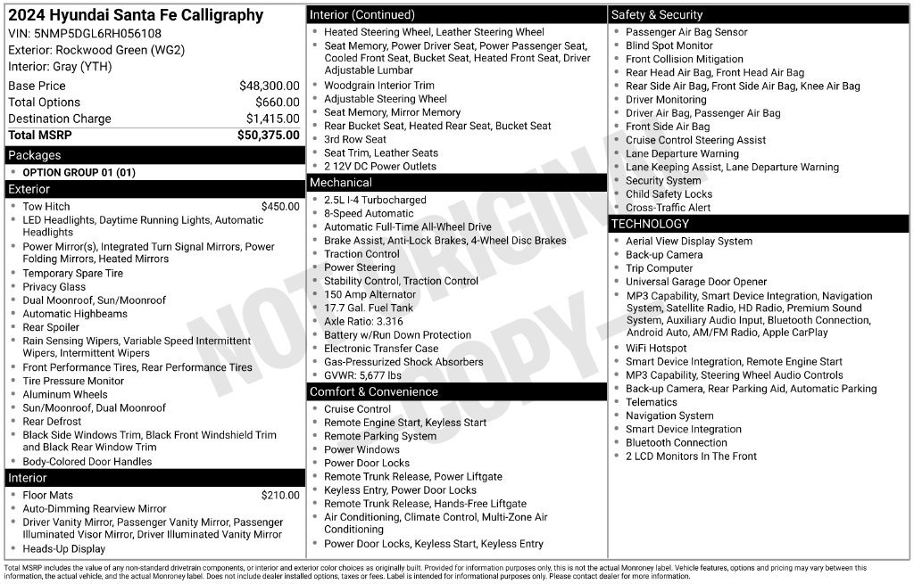 Certified 2024 Hyundai Santa Fe Calligraphy AWD/4WD image 29