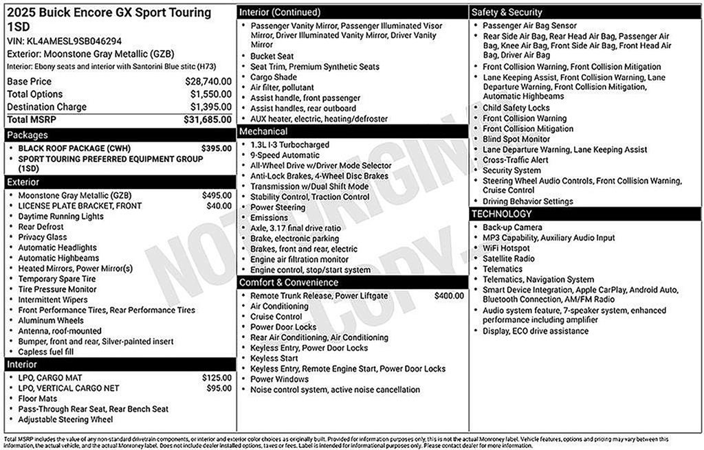 Used 2025 Buick Encore GX Sport Touring w/ Black Roof Package AWD/4WD image 33