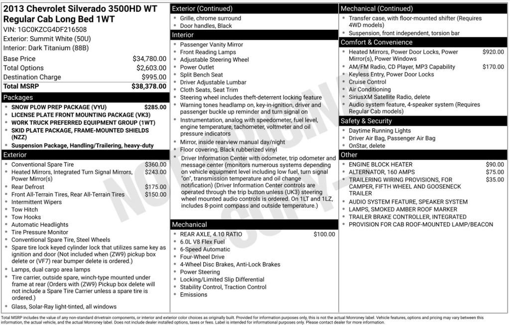 Used 2013 Chevrolet Silverado 3500 W/T w/ Snow Plow Prep Package AWD/4WD image 3