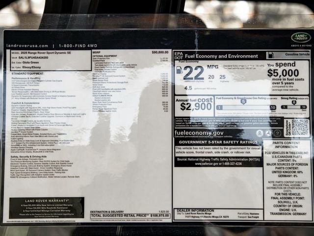 New 2025 Land Rover Range Rover Sport Dynamic SE image 32