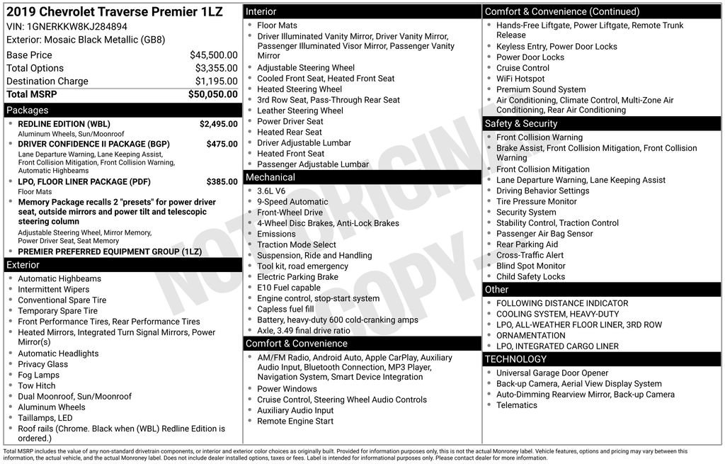 Used 2019 Chevrolet Traverse Premier w/ Redline Edition image 4