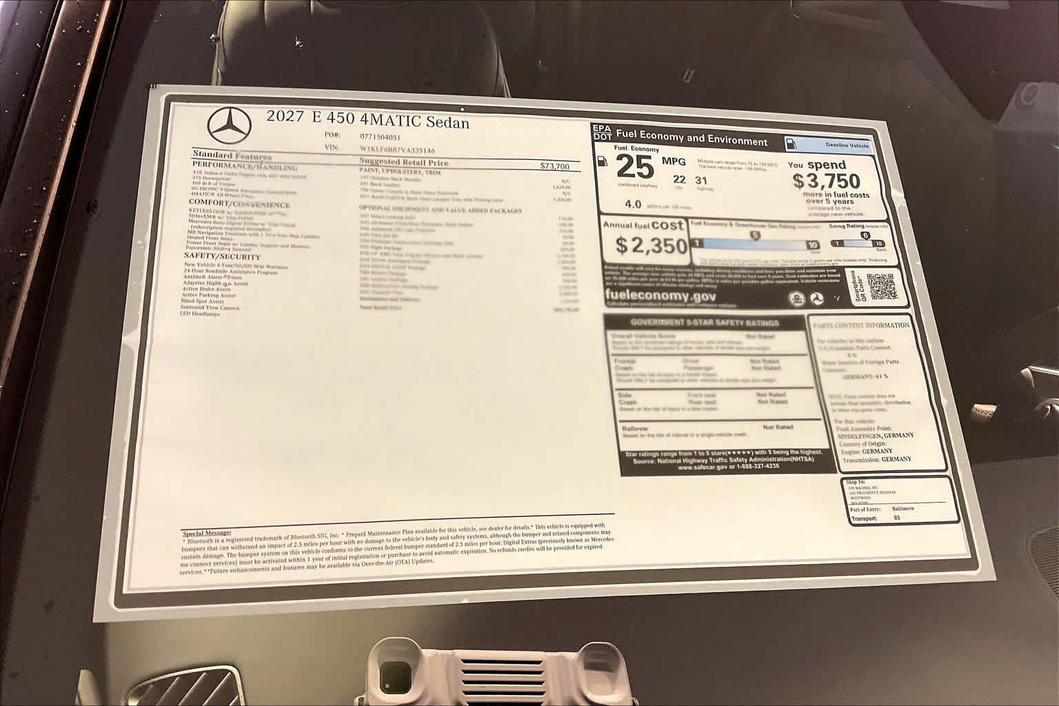 New 2027 Mercedes-Benz E 450 4MATIC Sedan image 18