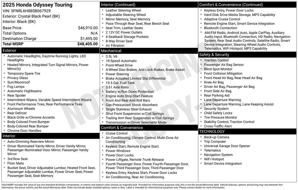 New 2025 Honda Odyssey Touring image 24