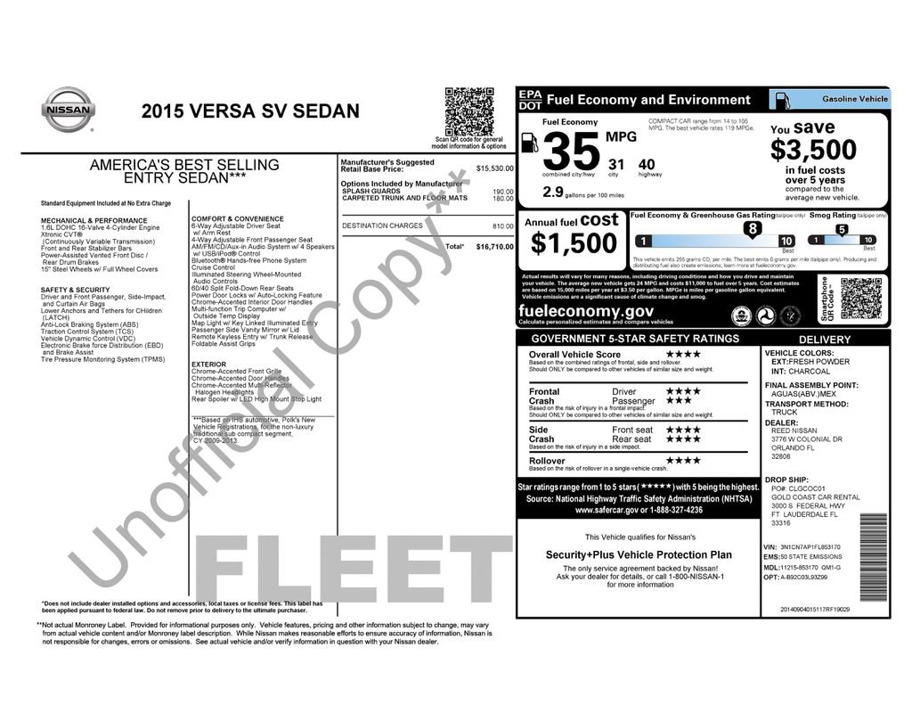 Used 2015 Nissan Versa SV FWD image 3