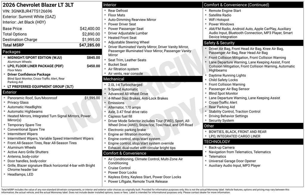 New 2026 Chevrolet Blazer LT w/ Midnight/Sport Edition image 11