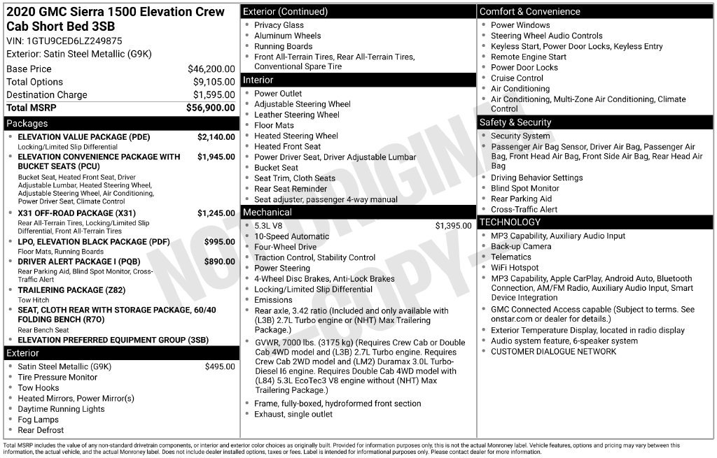 Used 2020 GMC Sierra 1500 Elevation w/ Elevation Value Package AWD/4WD image 3