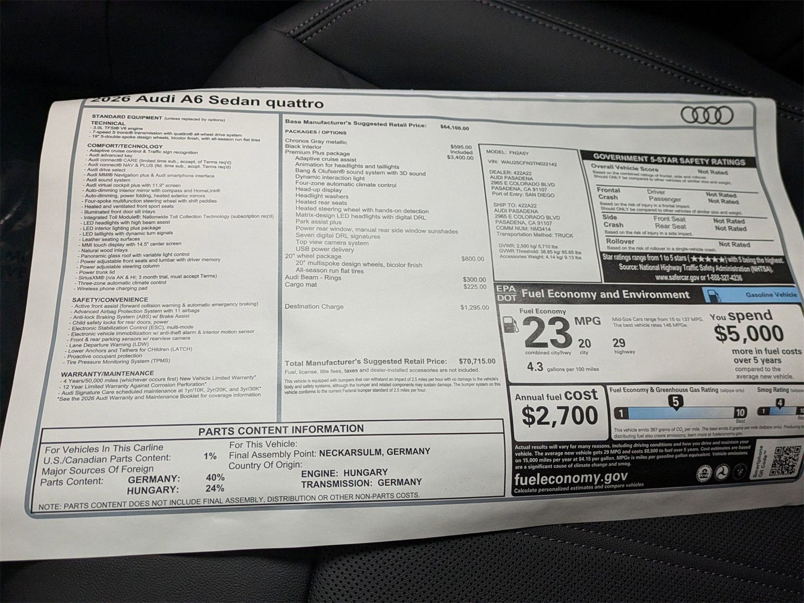 New 2026 Audi A6 Premium Plus image 18